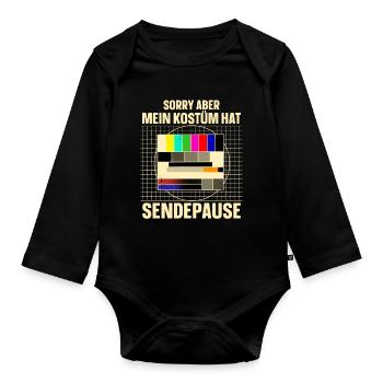 Testbild Sendepause Kostüm - Baby Bio-Langarm-Body - Schwarz - Vorne