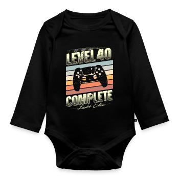 40th Birthday Level 40 Édition limitée complète - Body Bébé bio manches longues - noir - Devant