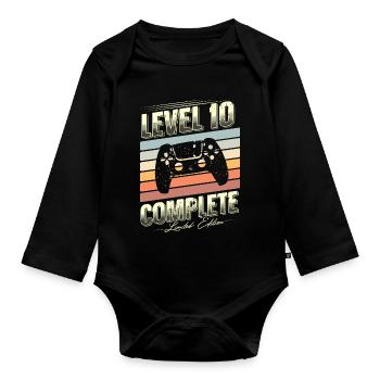 10th Birthday Level 10 Complete Limited Edition - Organic Longsleeve Baby Bodysuit - black - Front