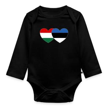Hongrie Estonie Drapeau Cœur - Body Bébé bio manches longues - noir - Devant