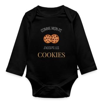 Comme mon pc j'accepte les cookies - Body Bébé bio manches longues - noir - Devant