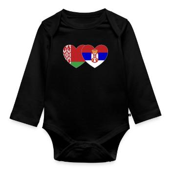Biélorussie Serbie Drapeau Cœur - Body Bébé bio manches longues - noir - Devant