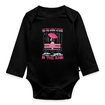 Learning To Dance In The Rain Regenschirm Sturm - Baby Bio-Langarm-Body - Schwarz - Vorne