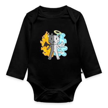 Cat Cat Breed British Shorthair - Organic Longsleeve Baby Bodysuit - black - Front