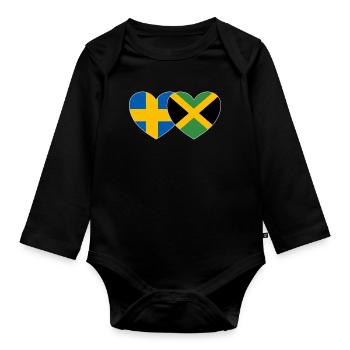 Suède Jamaïque Flag Heart - Body Bébé bio manches longues - noir - Devant