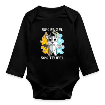 Hund Welsh Corgi Pembroke - Engel und Teufel - Baby Bio-Langarm-Body - Schwarz - Vorne