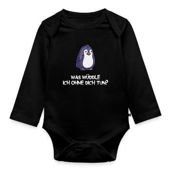 Pinguin Tier Vogel Statement Zoo Seevogel - Baby Bio-Langarm-Body - Schwarz - Vorne