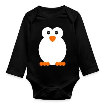 Oiseau de mer Animal Pingouin Antarctique Zoo Oiseau - Body Bébé bio manches longues - noir - Devant