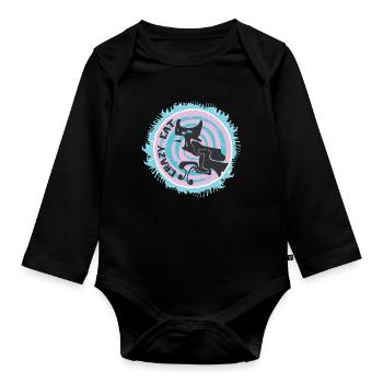 Unusual cat design - Organic Longsleeve Baby Bodysuit - black - Front