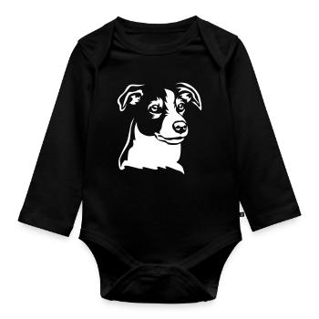 Jack Russell Terrier Head "Black Edition" - Organic Longsleeve Baby Bodysuit - black - Front