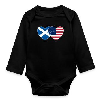 Écosse Usa Flag Heart - Body Bébé bio manches longues - noir - Devant