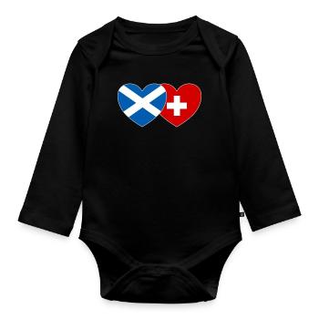 Ecosse Suisse Flag Heart - Body Bébé bio manches longues - noir - Devant