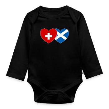 Schweiz Schottland Flagge Herz - Baby Bio-Langarm-Body - Schwarz - Vorne
