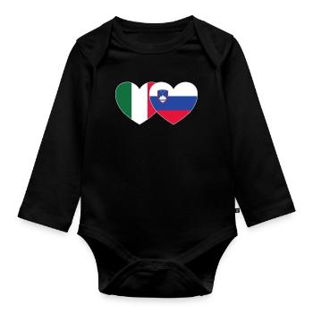 Italien Slowenien Flagge Herz - Baby Bio-Langarm-Body - Schwarz - Vorne
