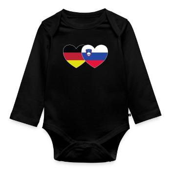 Allemagne Slovénie Drapeau Coeur - Body Bébé bio manches longues - noir - Devant