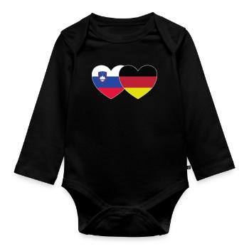Slowenien Deutschland Flagge Herz - Baby Bio-Langarm-Body - Schwarz - Vorne