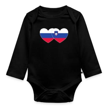 Russie Slovénie Drapeau Cœur - Body Bébé bio manches longues - noir - Devant