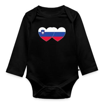 Slowenien Russland Flagge Herz - Baby Bio-Langarm-Body - Schwarz - Vorne