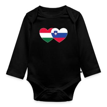 Ungarn Slovenien Flagge Herz - Baby Bio-Langarm-Body - Schwarz - Vorne