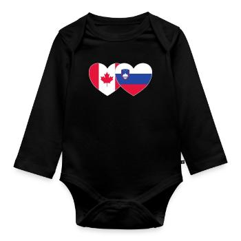 Kanada Slowenien Flagge Herz - Baby Bio-Langarm-Body - Schwarz - Vorne