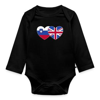 Slowenien England Flagge Herz - Baby Bio-Langarm-Body - Schwarz - Vorne
