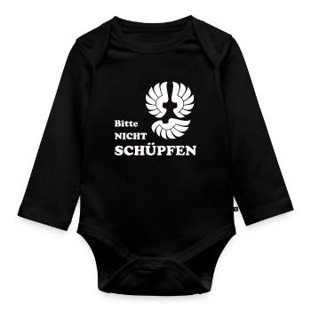 Bitte nicht Schüpfen - Baby Bio-Langarm-Body - Schwarz - Vorne