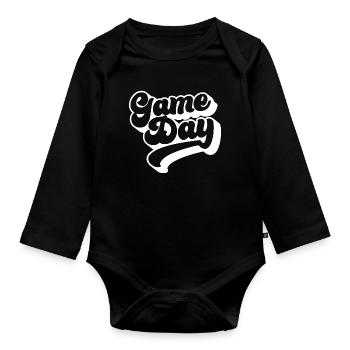 Game Day Football Lover Sports Fan Football Season - Organic Longsleeve Baby Bodysuit - black - Front