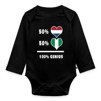 Nigeria and the Netherlands Ingenious flag design - Organic Longsleeve Baby Bodysuit - black - Front