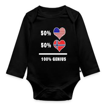 USA et Norvège design génial de drapeaux - Body Bébé bio manches longues - noir - Devant