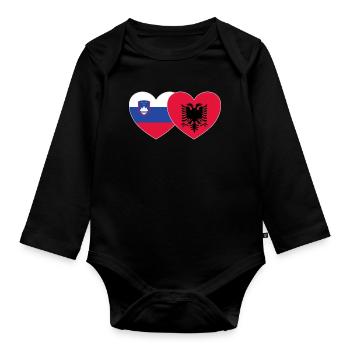 Slovénie Albanie Drapeau Cœur - Body Bébé bio manches longues - noir - Devant