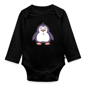 Cool Seabird Sweet Animal Penguin Bird South Pole - Organic Longsleeve Baby Bodysuit - black - Front