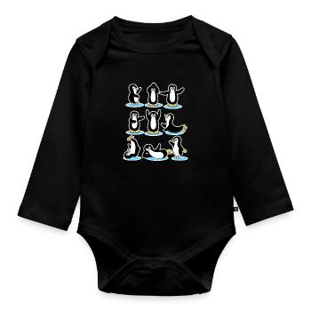 Patinage sur glace cool Antarctique Pingouin Oiseaux glacés - Body Bébé bio manches longues - noir - Devant