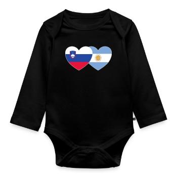 Slowenien Argentinien Flagge Herz - Baby Bio-Langarm-Body - Schwarz - Vorne