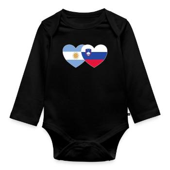 Argentinien Slowenien Flagge Herz - Baby Bio-Langarm-Body - Schwarz - Vorne