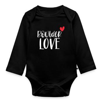Escalade Bloc Boulder Love Mountains Cadeau - Body Bébé bio manches longues - noir - Devant