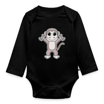 Bodybuilder Monkey Fitness Motivation Cadeau - Body Bébé bio manches longues - noir - Devant