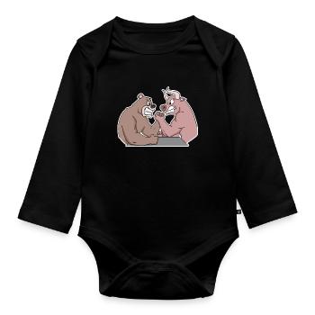 Bull and Bear Armwrestler Arm Press - Body Bébé bio manches longues - noir - Devant