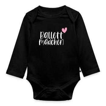 Ballett Mädchen tanzen Ballerina Geschenk - Baby Bio-Langarm-Body - Schwarz - Vorne