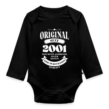 Vintage Original Design Geburtstag Jahrgang 2001 - Baby Bio-Langarm-Body - Schwarz - Vorne