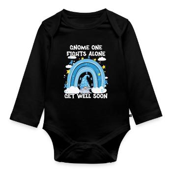 Gnome One Fights Alone Prostate Cancer - Organic Longsleeve Baby Bodysuit - black - Front