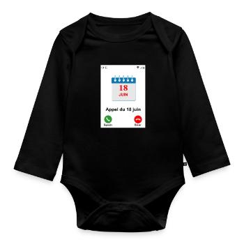 Appel du 18 juin - Body Bébé bio manches longues - noir - Devant