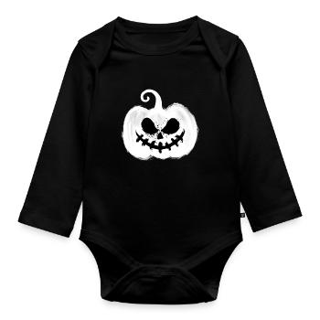 Creepy pumpkin - Organic Longsleeve Baby Bodysuit - black - Front
