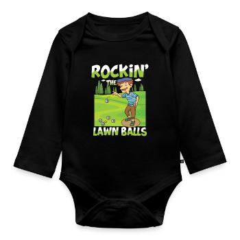 Petanque Petanque Geschenke für einen Petanque - Baby Bio-Langarm-Body - Schwarz - Vorne