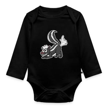 Skunks Stinktier - Baby Bio-Langarm-Body - Schwarz - Vorne