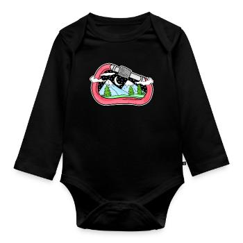 Mountain Mountains Mountain Peaks - Organic Longsleeve Baby Bodysuit - black - Front