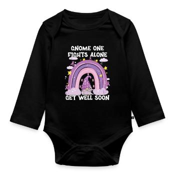Gnome One Fights Alone Pancreatic Cancer - Organic Longsleeve Baby Bodysuit - black - Front