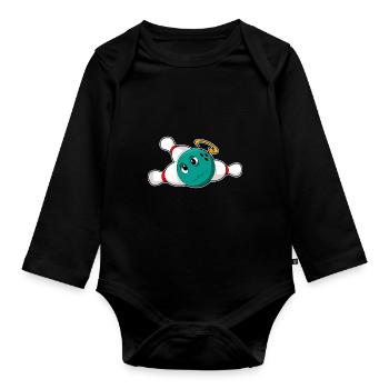 Bowling Bowling Ball Pin - Organic Longsleeve Baby Bodysuit - black - Front