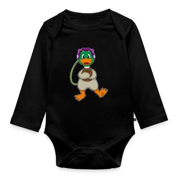 Ente Kopfhörer Musik - Baby Bio-Langarm-Body - Schwarz - Vorne