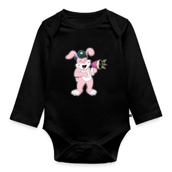 Hase Polizist Mikrofon Polizei - Baby Bio-Langarm-Body - Schwarz - Vorne