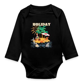 ART de vacances - Body Bébé bio manches longues - noir - Devant